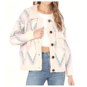 28 Lightweight Jacquard Fur Lined  sweater Jacket